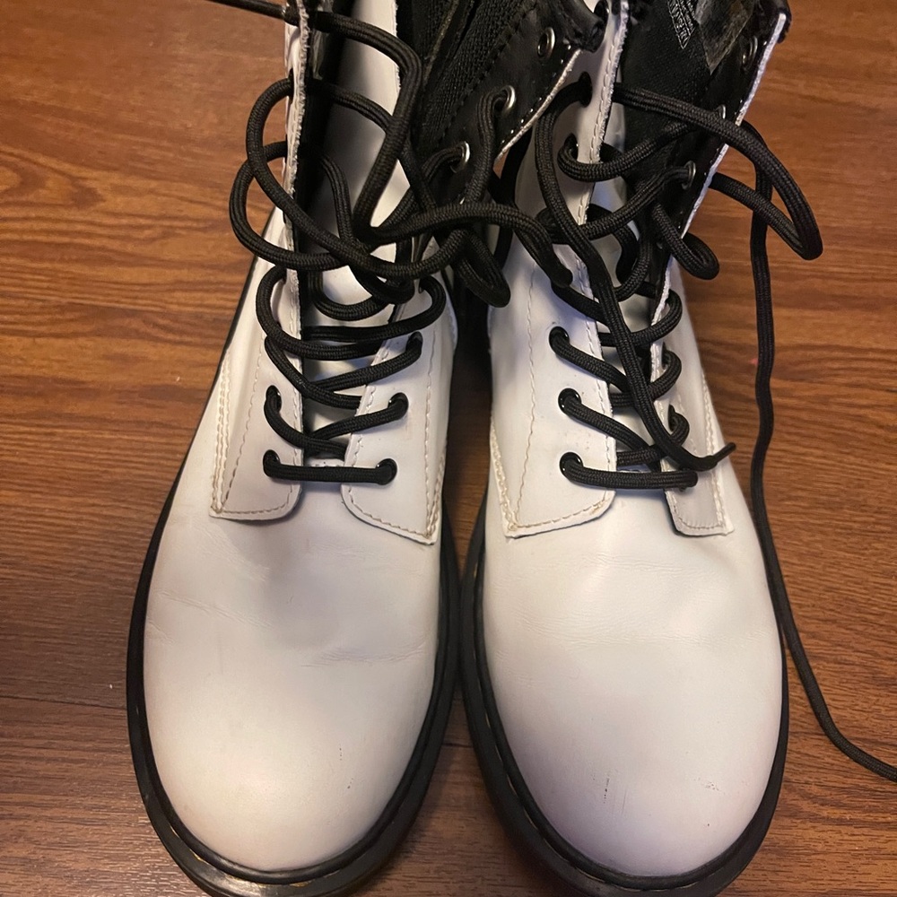 Dr Martens White Lace-Up Boots